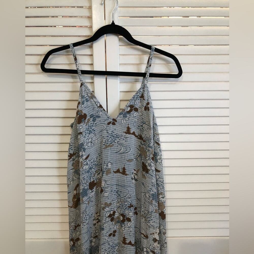 Citron Blue Floral Flowy Midi Dress Silk Blend - Picture 3 of 11